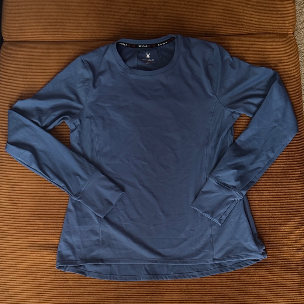 Spyder Active Long Sleeve Athletic Compression Shirt Dusty Blue Size Large